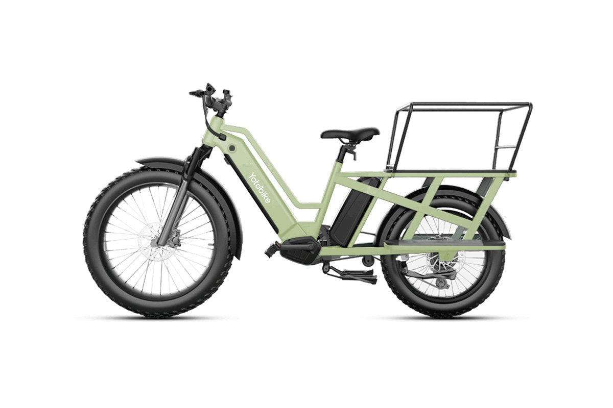 Lion-Tea Green Step Thru Cargo Electric Bike (By Yoto) - Zora BikeYOTO-CEB-MG-1000W-001